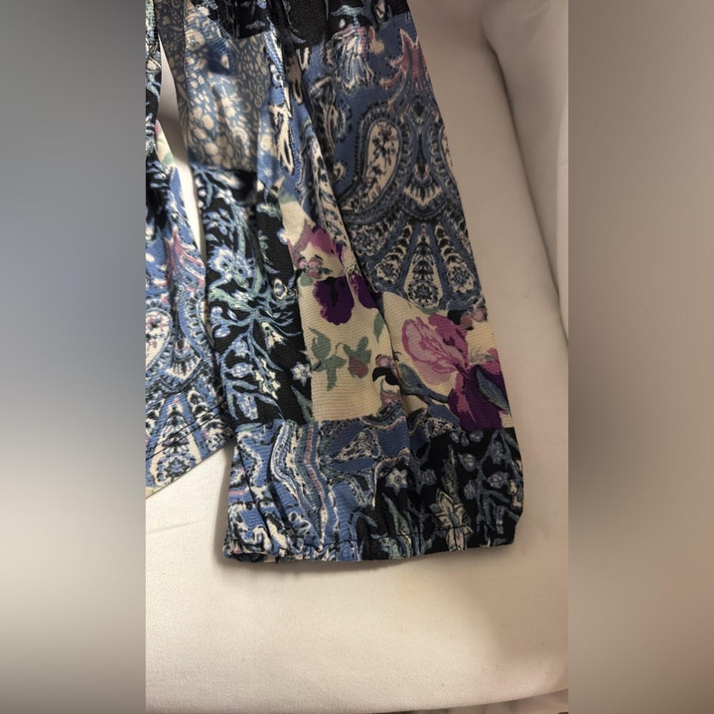 Style & Co. Printed Prairie Top BOHO Paisley Floral Ruffle Pleated Button Sz L - Picture 7 of 12
